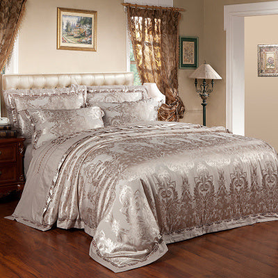 Parure de lit haut de gamme en lin et coton, jacquard de soie glacée, style européen