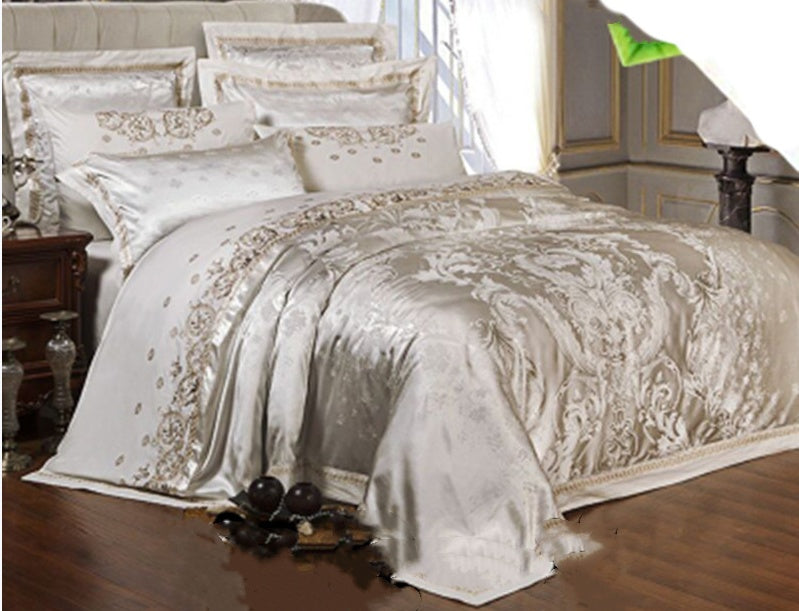 Parure de lit haut de gamme en lin et coton, jacquard de soie glacée, style européen