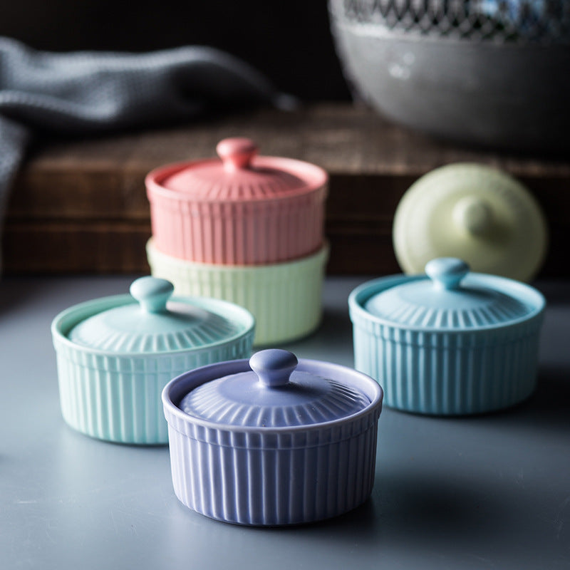 Nouveau bol de cuisson en céramique de style nordique avec couvercle