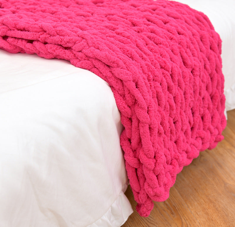Housse de canapé tricotée à la main en fil chenille épais