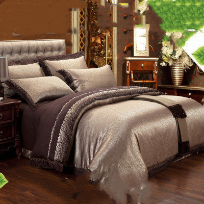 Parure de lit haut de gamme en lin et coton, jacquard de soie glacée, style européen