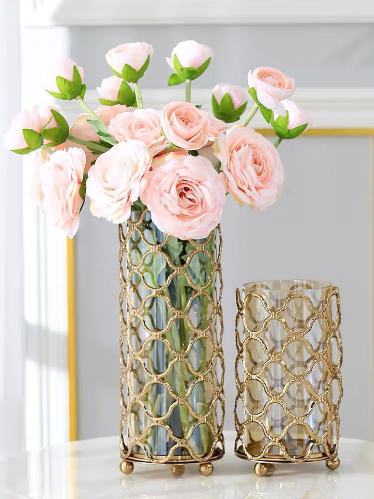 Golden Glass Flower Vase