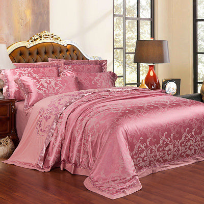 Parure de lit haut de gamme en lin et coton, jacquard de soie glacée, style européen