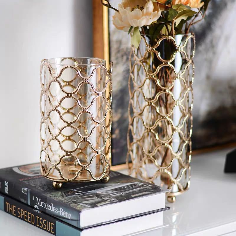 Golden Glass Flower Vase