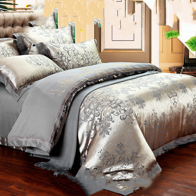 Parure de lit haut de gamme en lin et coton, jacquard de soie glacée, style européen