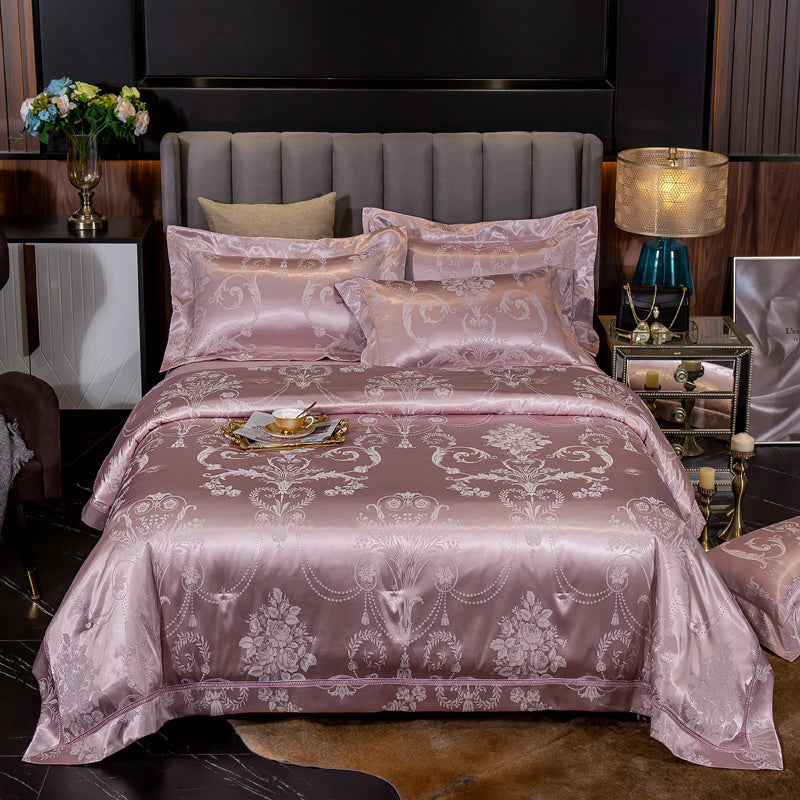 Parure de lit haut de gamme en lin et coton, jacquard de soie glacée, style européen