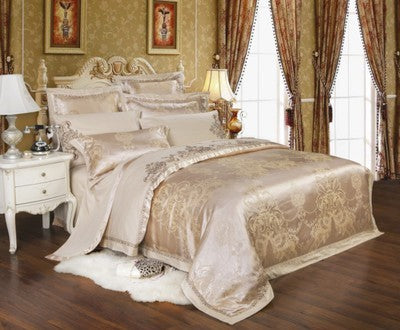 Parure de lit haut de gamme en lin et coton, jacquard de soie glacée, style européen