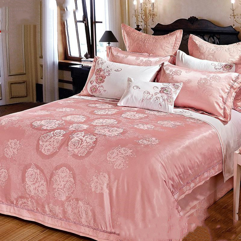 Parure de lit haut de gamme en lin et coton, jacquard de soie glacée, style européen
