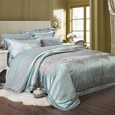 Parure de lit haut de gamme en lin et coton, jacquard de soie glacée, style européen