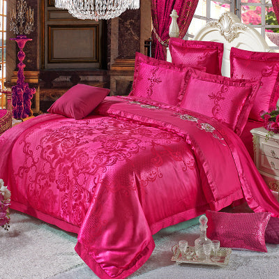 Parure de lit haut de gamme en lin et coton, jacquard de soie glacée, style européen