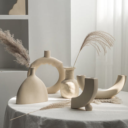 Abstract Neutral Ceramic Vases