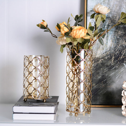 Golden Glass Flower Vase